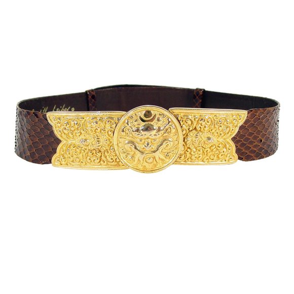 Judith Leiber Accessories - JUDTIH LEIBER Python Gold Chinese Dragon Belt